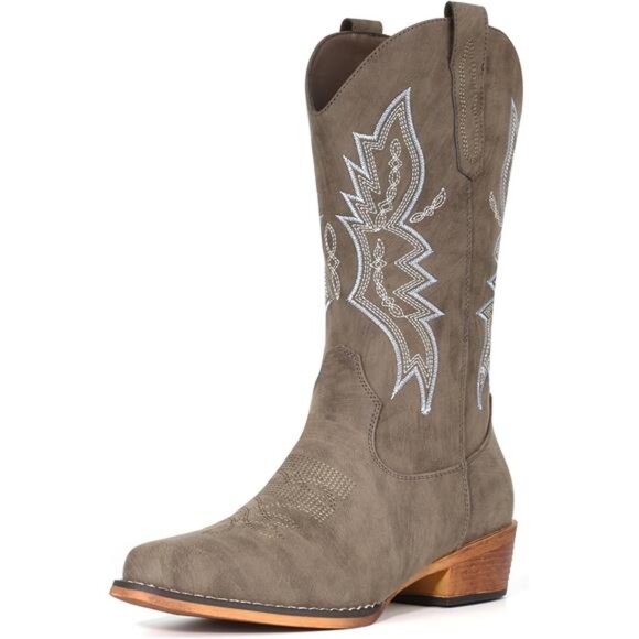Women's Cowboy Boots Western Boots Pull On Pointy Toe Mid Calf Boots - Picture 1 of 5